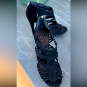 Tory Burch Sigourney Black Suede Heels